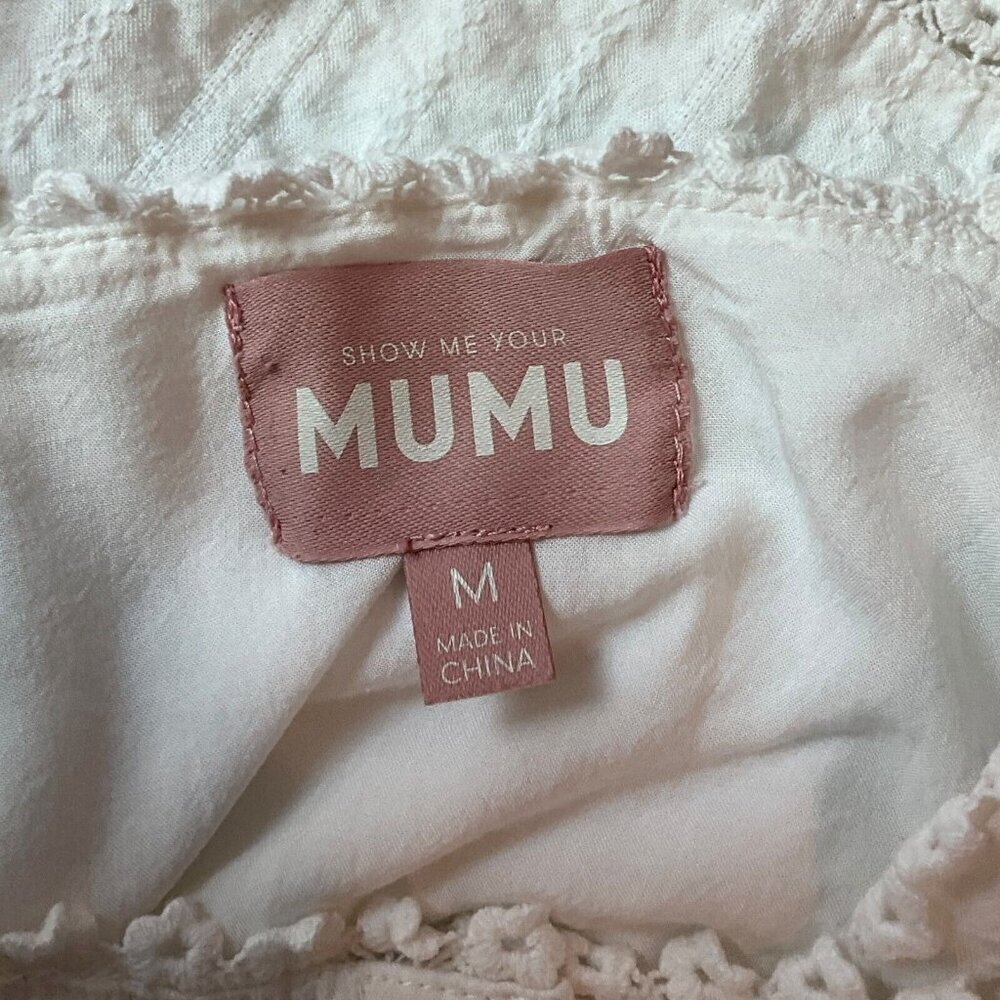Show Me Your Mumu Size M Cherish Tank Top White Button Ruffle 100% Cotton - Picture 9 of 12